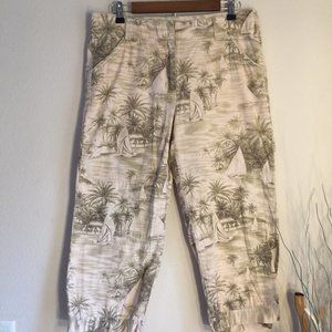 Liz Claiborne Audra Tropical Print Cotton Hiking Cropped Pants Women’s Size 12